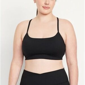 Old Navy Barely There Sports Bra XL Black Jack Adjustable Straps NWT